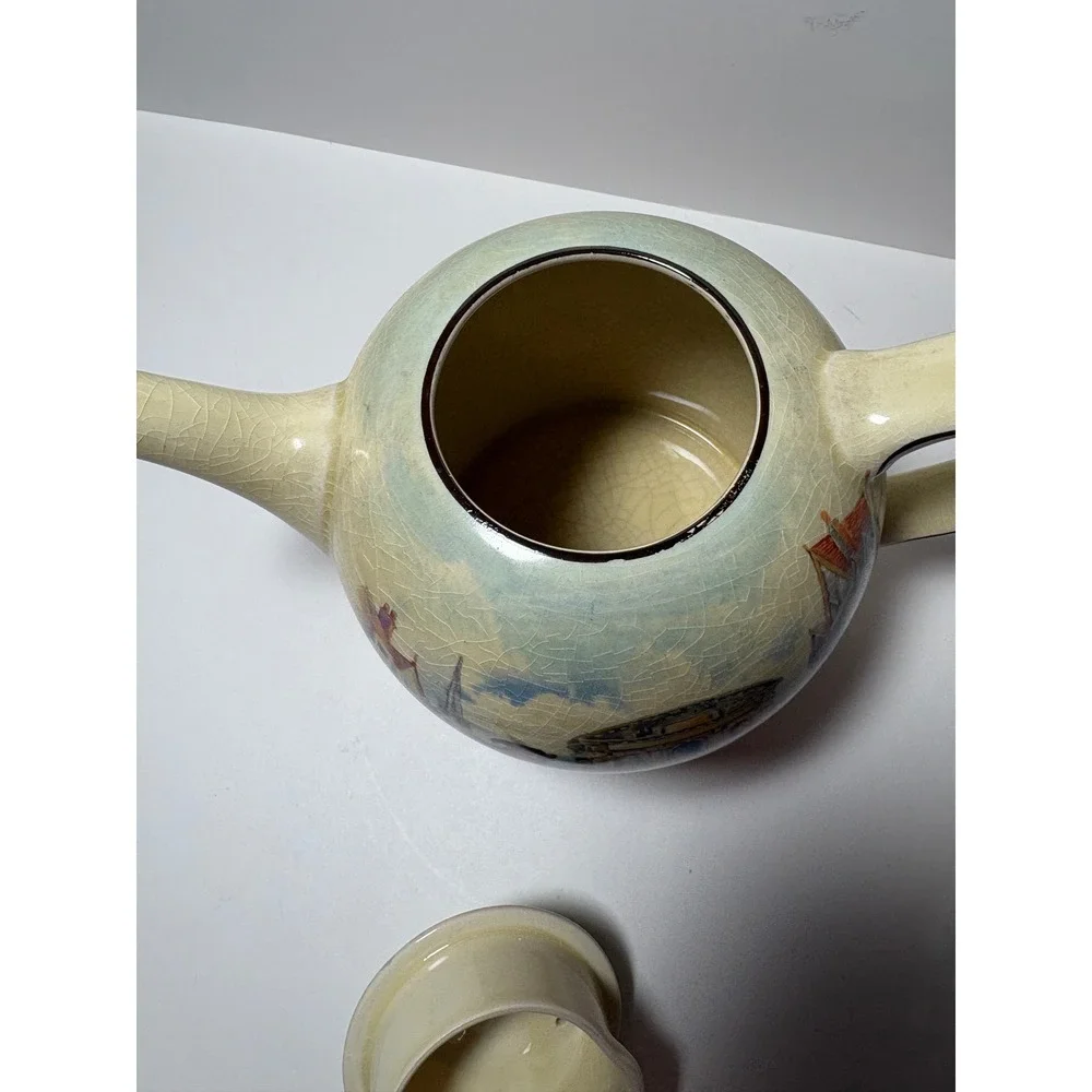 Vintage Temple Bar Historic England Teapot w Crackle Glaze Royal Doulton D5940